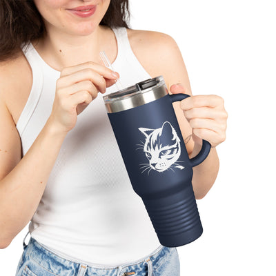 Cat Lover's Insulated Travel Mug, 40oz - Perfect for Coffee, Tea, Gifts for Pet Owners, Cat-Themed Drinkware, Valentine's Day, Birthday