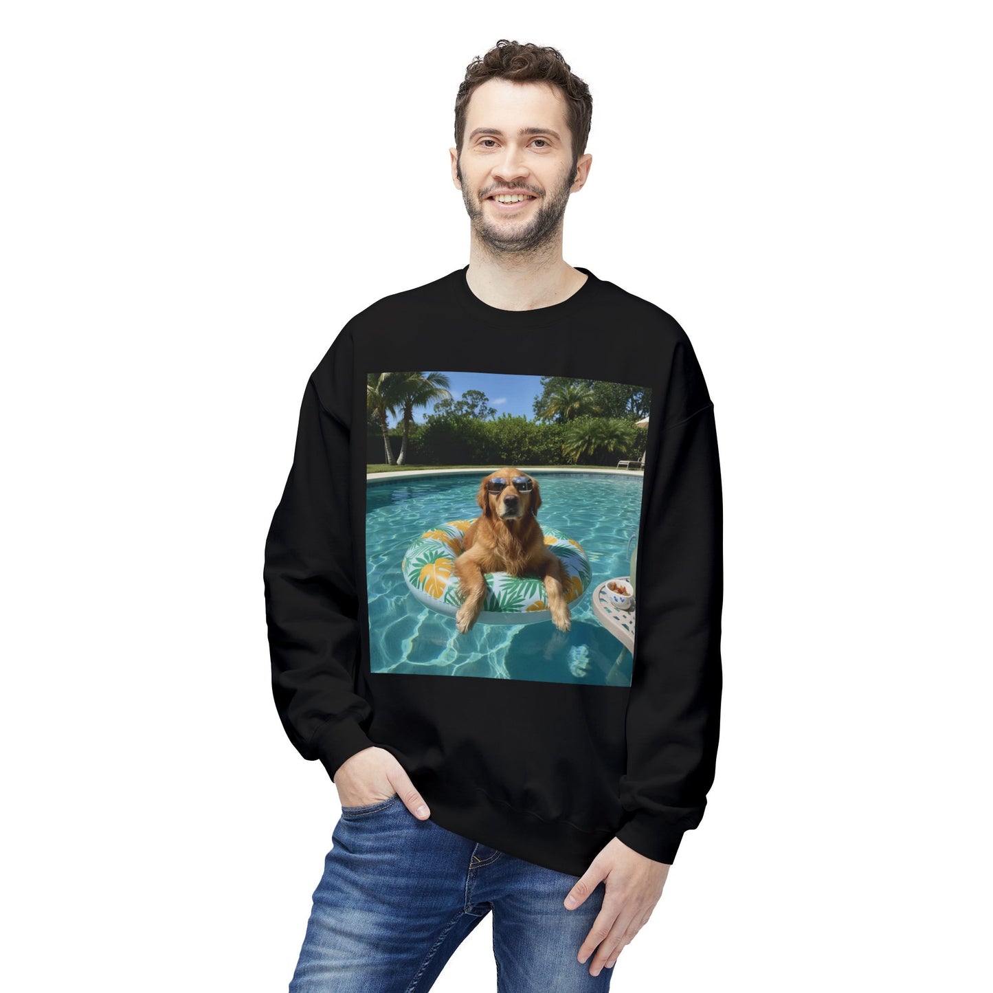 Swimming Pool Vibes Graphic Dog Unisex Crewneck Sweatshirt