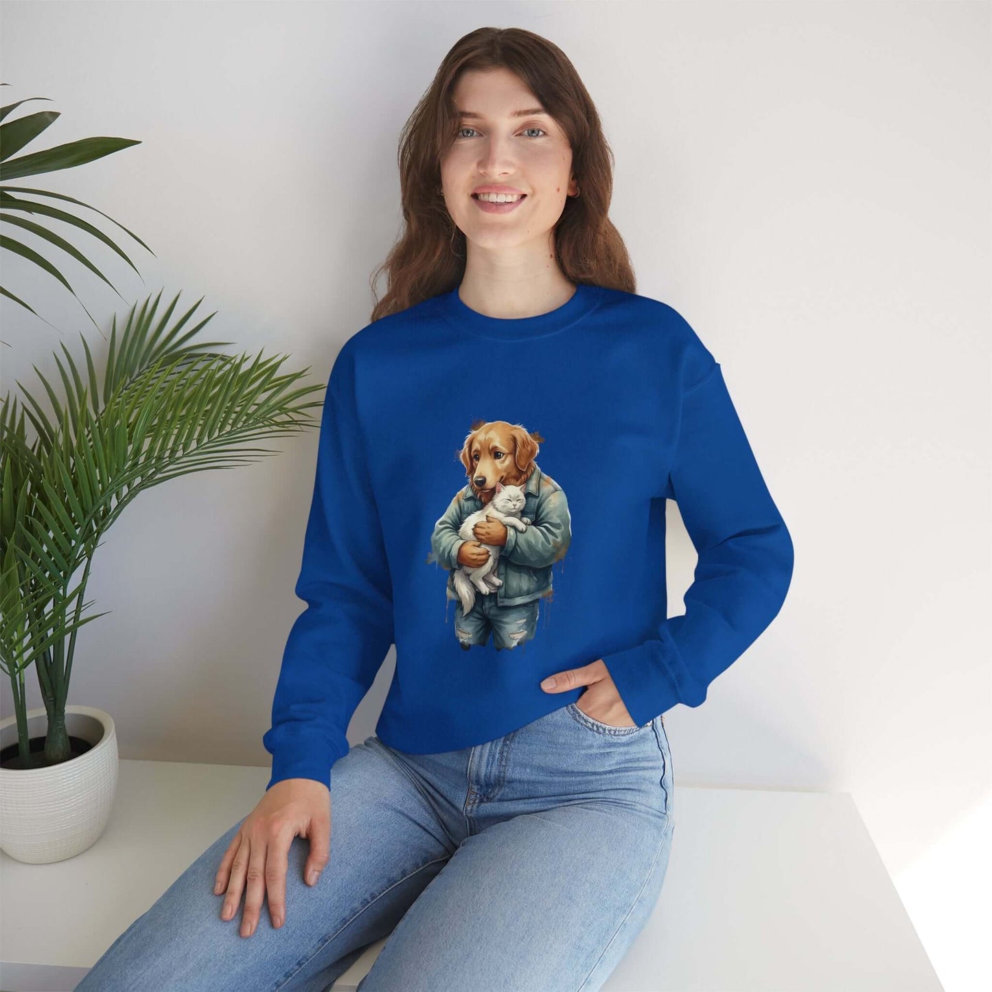 Watercolor Dog painting Unisex Crewneck Sweatshirt style 6