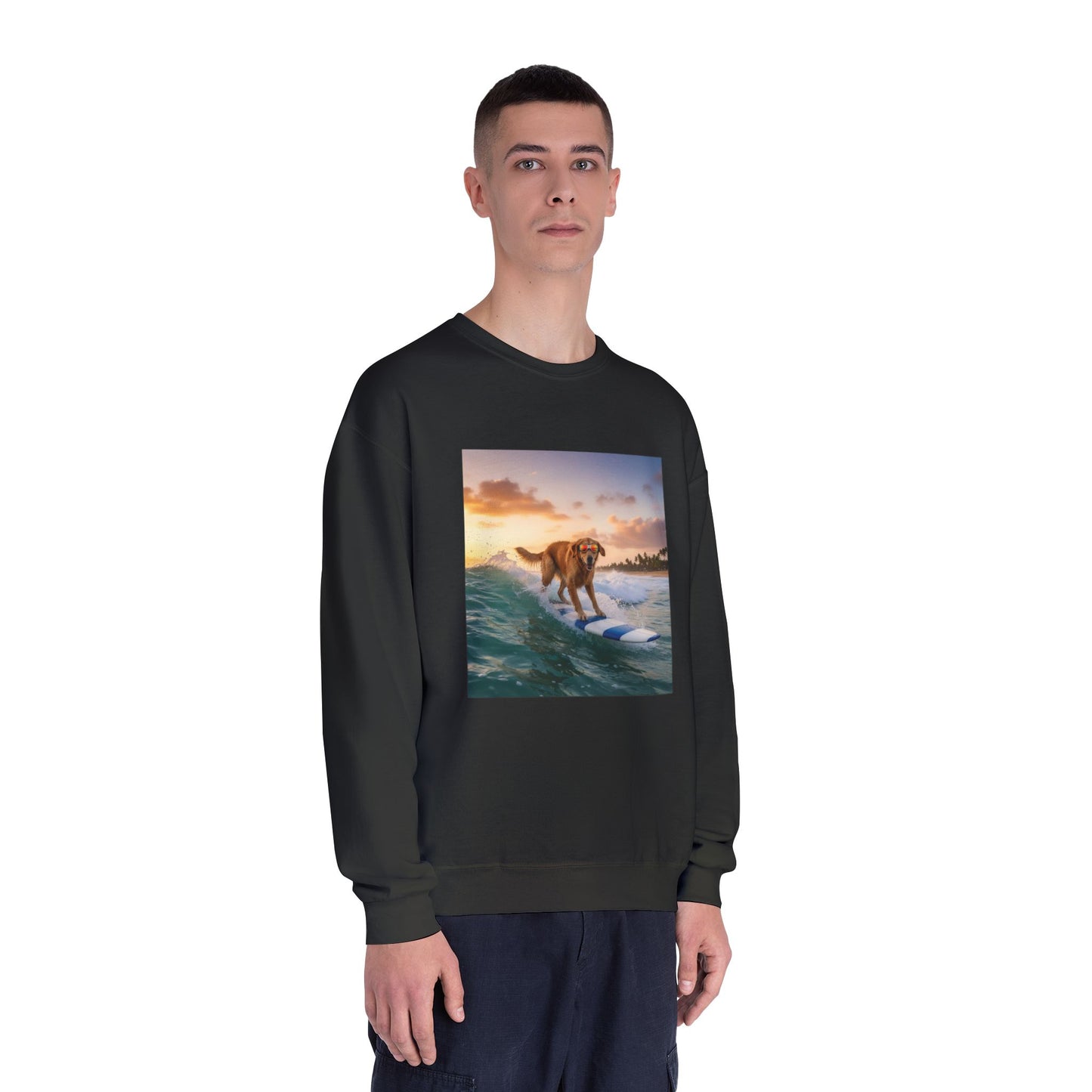 Surfing Dog Graphic Unisex NuBlend Crewneck Sweatshirt style 1