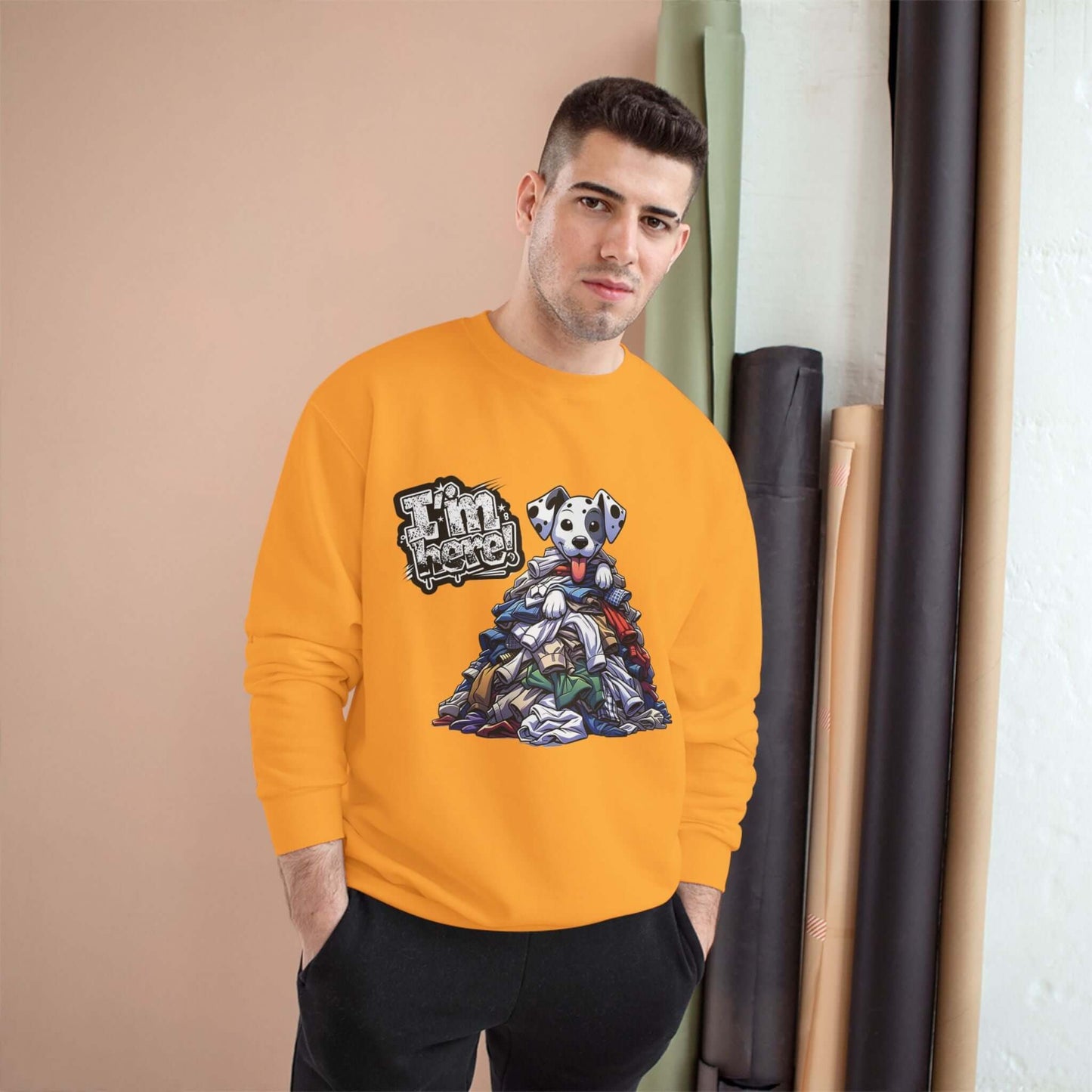 Cute Dog Graphic Champion Unisex Crewneck Sweatshirt - I'm Here!