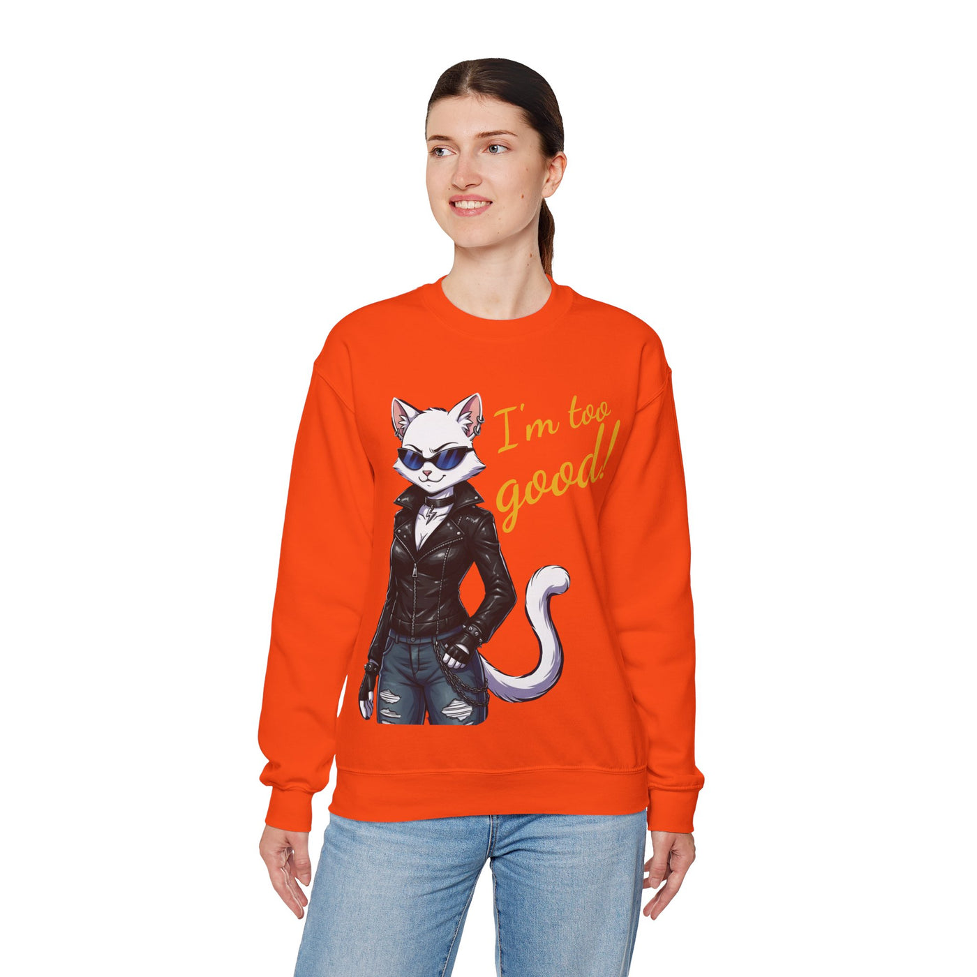 Cool Cat style 3 Unisex Crewneck Sweatshirt | Cozy Gift for Cat Lovers, Casual Wear, Unique Graphic Sweatshirt, Birthday Gift, Everyday Style