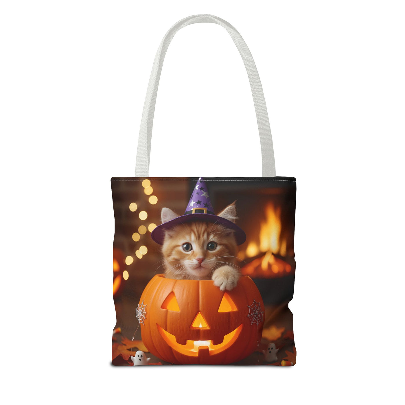 Adorable Halloween Cat Tote Bag, Cute Pet Lover Gift, Trick or Treat Bag, Fall Accessory, Spooky Cat Design