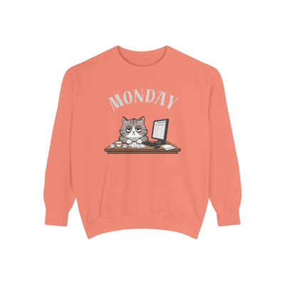 Monday Face Cat Stares Blankly Unisex Crewneck Sweatshirt style 5