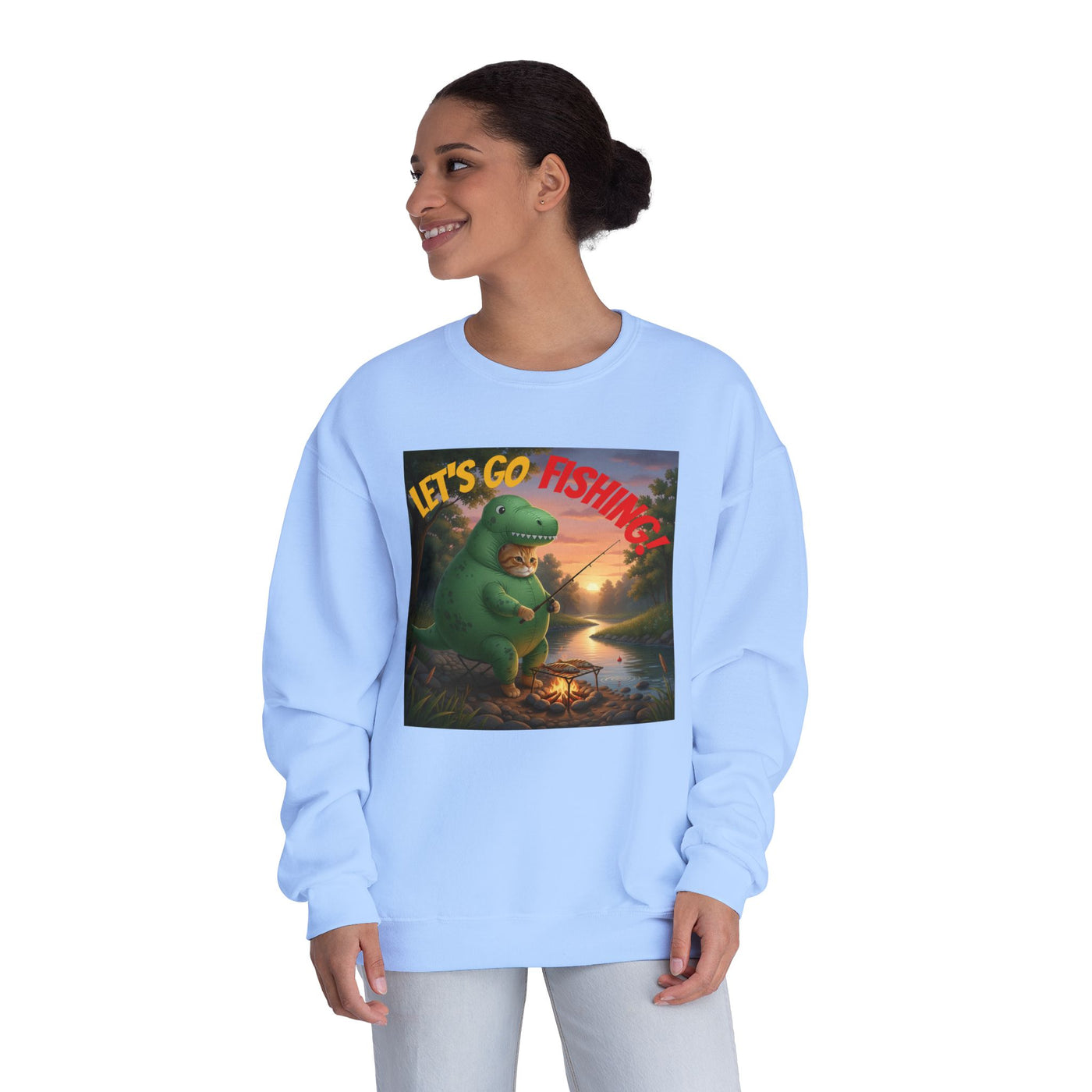 Crocodile Cat Fishing style 3 Unisex NuBlend® Crewneck Sweatshirt