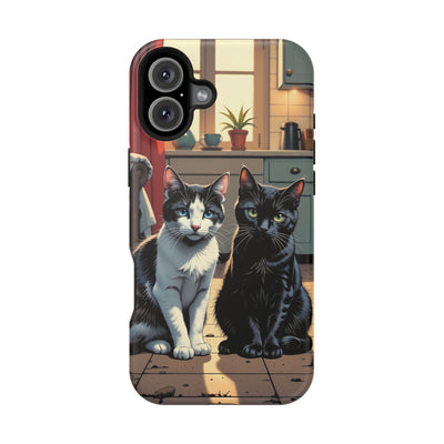 Cute Cats Magnetic Phone Case comic style 2, Cat Lover Gift, Impact-Resistant iPhone Case, Funny Pet Accessory, Unique Animal Design