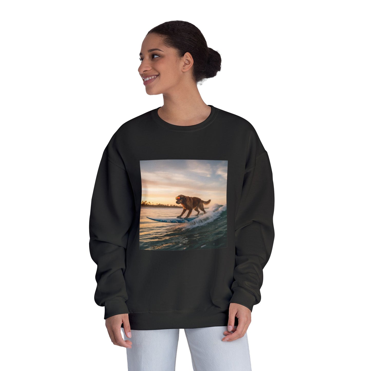 Surfing Dog Graphic Unisex NuBlend Crewneck Sweatshirt style 2