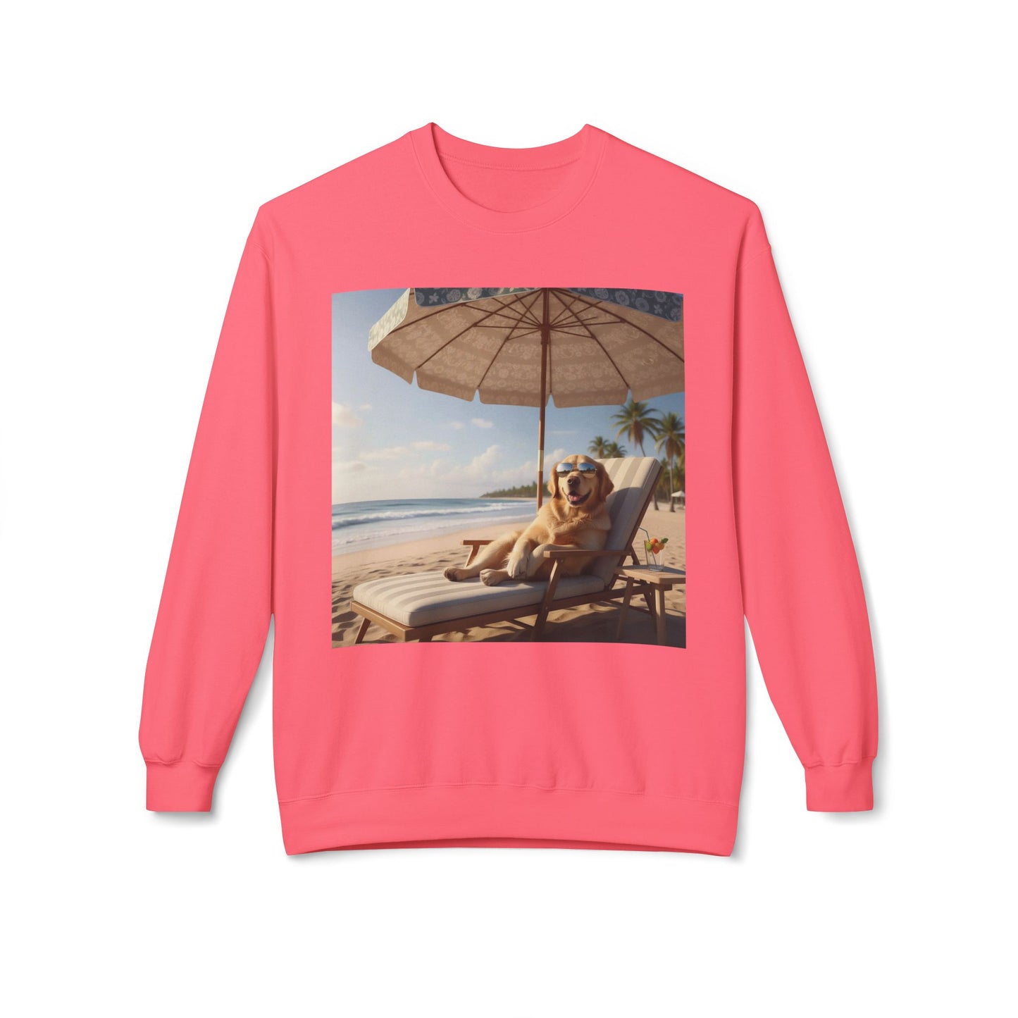 Beach Vibes Dog Graphic Unisex Crewneck Sweatshirt