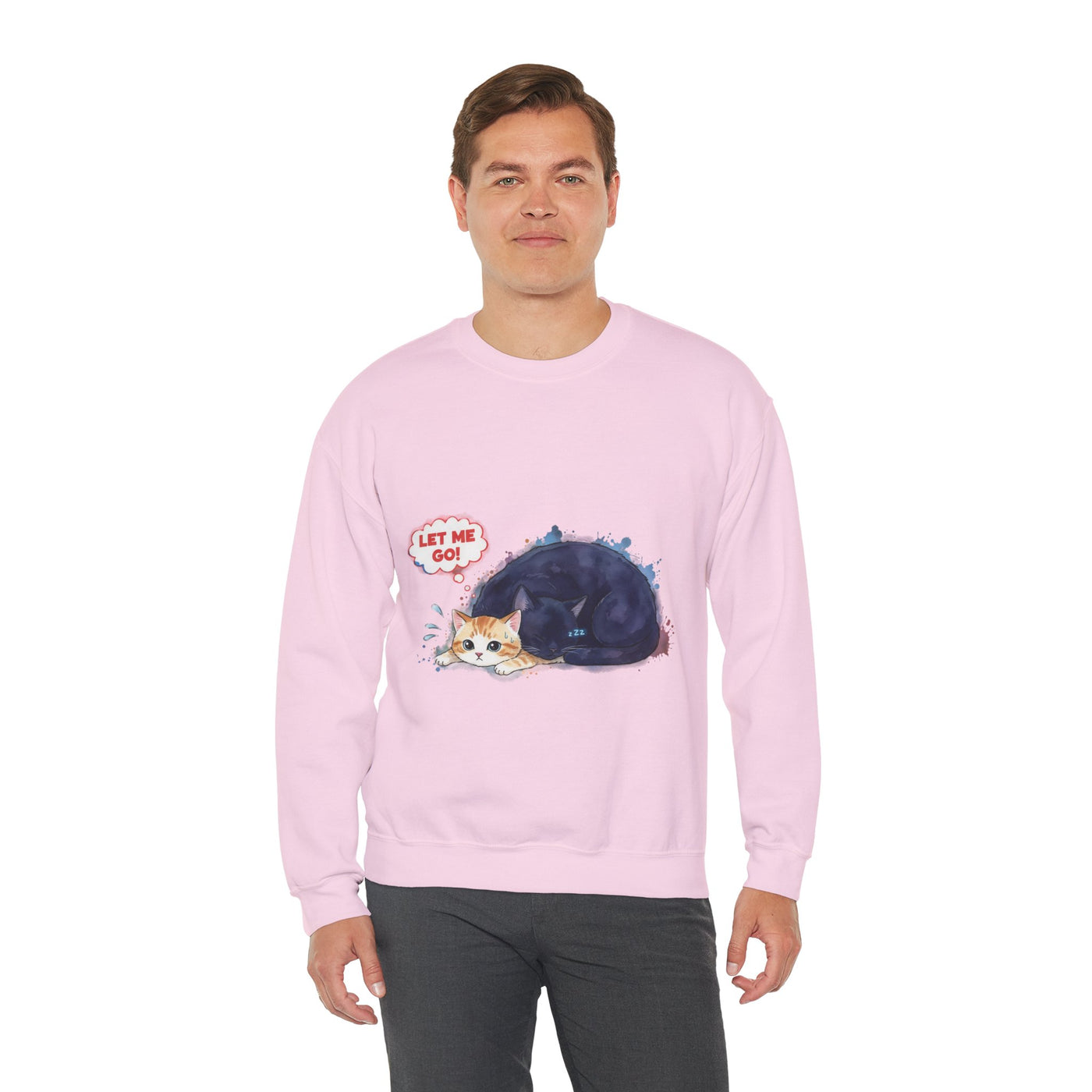 Watercolor painting style 1 Men & Women Cute Cat Pile Crewneck Sweatshirt
