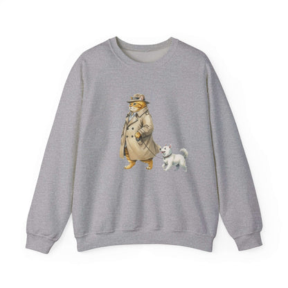 Watercolor Cat & Dog painting unisex Crewneck Sweatshirt style 2