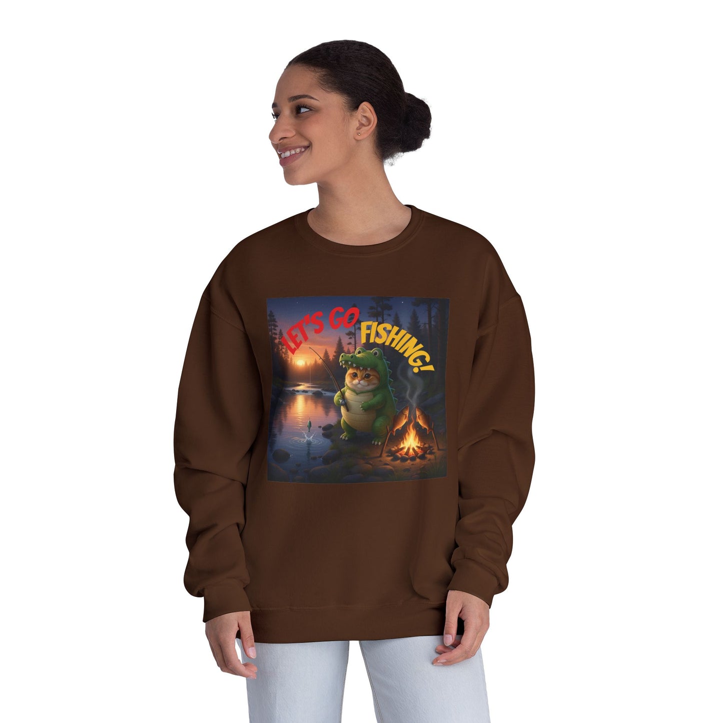 Crocodile Cat Fishing Unisex NuBlend Sweatshirt style 2