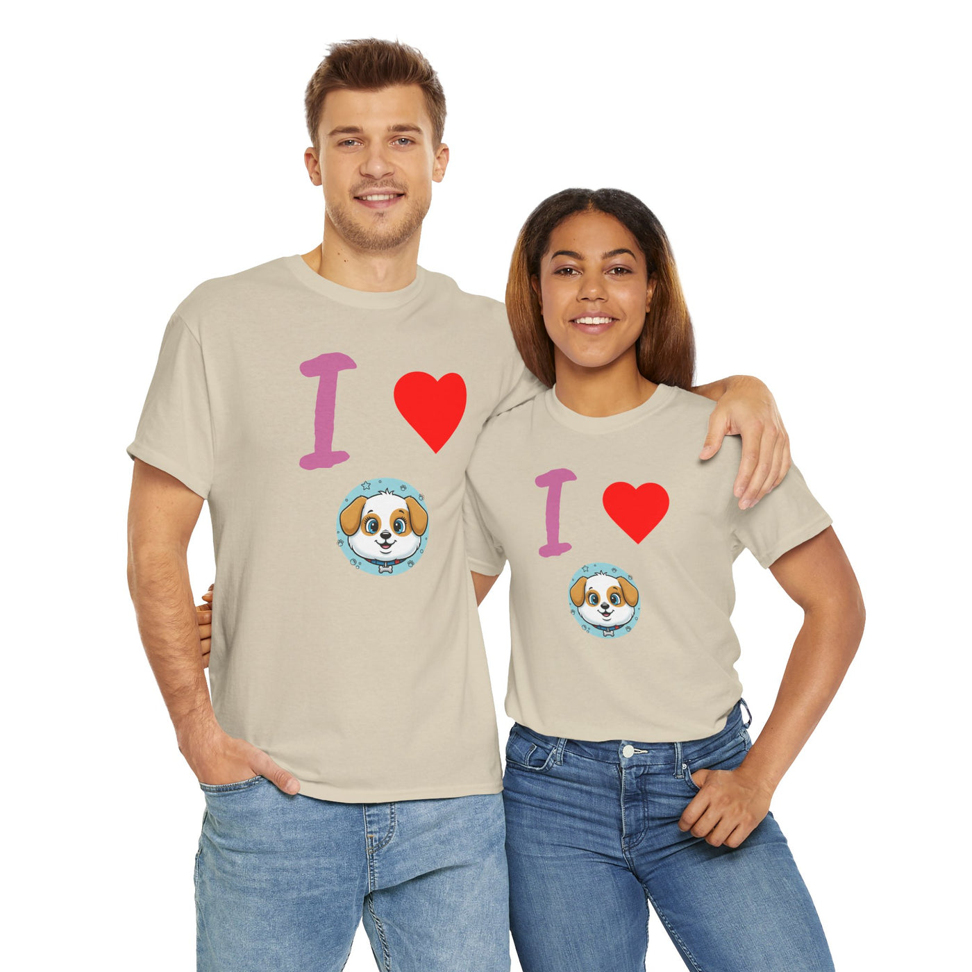 I Love Dogs in Love Unisex Tee - Cute Dog T-Shirt for Pet Lovers, Dog Owners, Sports Enthusiasts, Gifts for Animal Lovers, Casual Everyday Wear