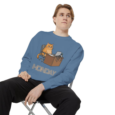 Monday Face Cat Stares Blankly Unisex Crewneck Sweatshirt style 3