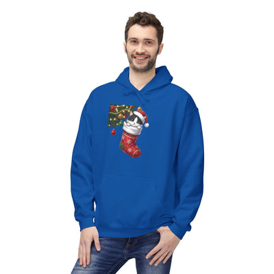 Adorable kitten hiding in Christmas stocking style 1 Cozy Graphic Unisex Midweight Softstyle Fleece Hoodie