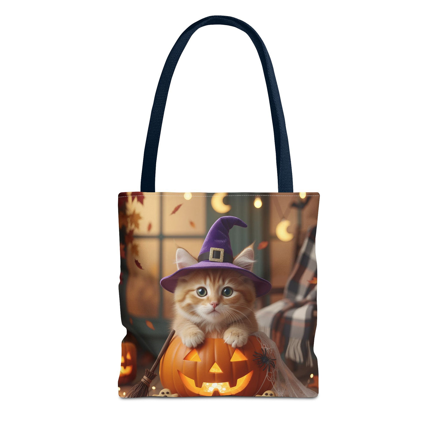 Adorable Halloween Cat Tote Bag, Cute Pet Lover Gift, Trick or Treat Bag, Fall Accessory, Spooky Cat Design