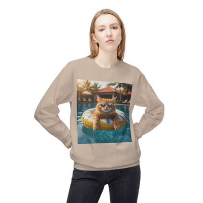 Swimming Pool Vibes Cat Crewneck Sweatshirt