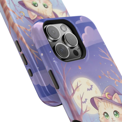 Halloween cute kitten anime style 1 Magnetic Phone Case, Cat Lover Gift, Impact-Resistant iPhone Case, Funny Pet Accessory, Unique Animal Design