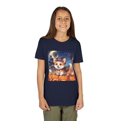 Halloween cute puppy anime style 4 Youth Tee, Short Sleeve T-Shirt, Kids Halloween Apparel, Cute Dog Tee, Fall Outfit for Children