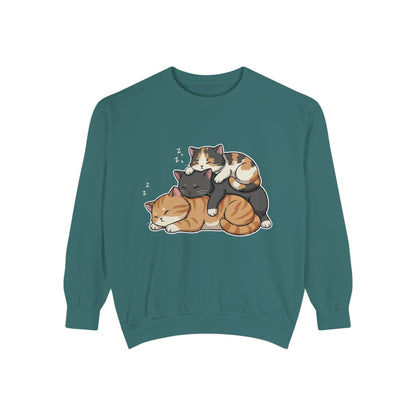 3 Cute Sleeping Cats Cozy Graphic Unisex Crewneck Sweatshirt style 7