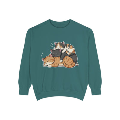 3 Cute Sleeping Cats style 7 Cozy Graphic Unisex Crewneck Sweatshirt
