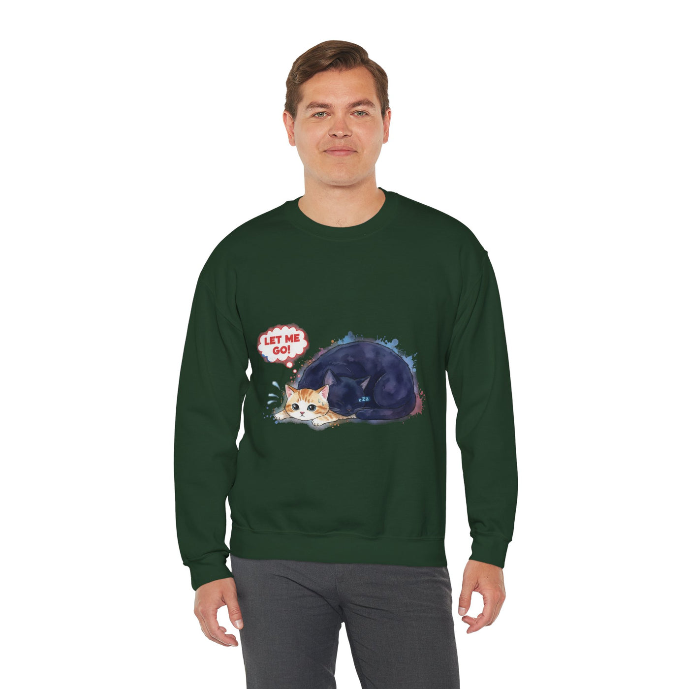 Watercolor painting style 1 Men & Women Cute Cat Pile Crewneck Sweatshirt