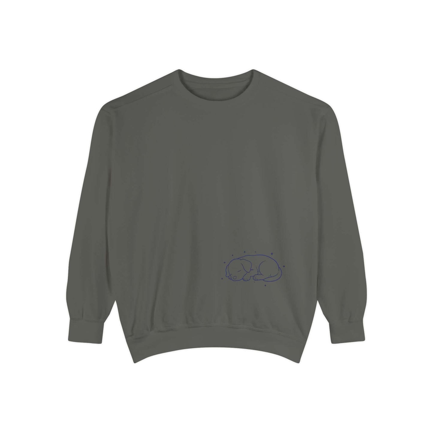 Sleeping dog shadow Cozy Graphic Unisex Crewneck Sweatshirt - Blue