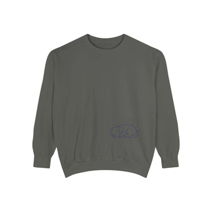 Sleeping dog shadow Cozy Graphic Unisex Crewneck Sweatshirt - Blue