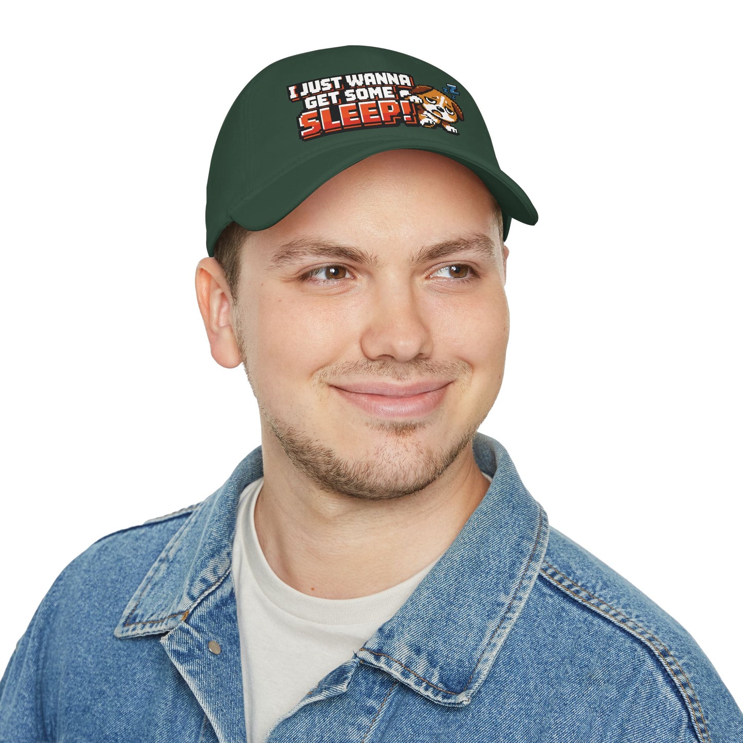 I Just Wanna Get Some Sleep Pixel Dog Low Profile Cap Hat