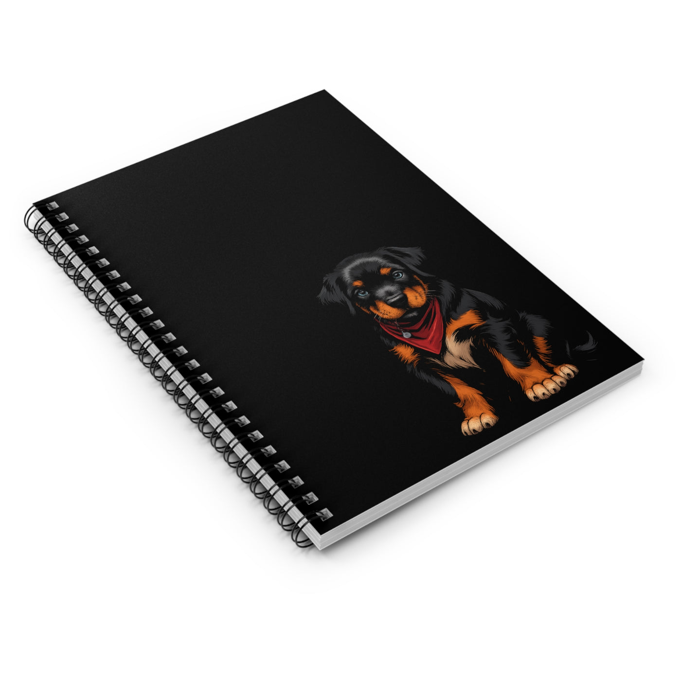 Rottweiler Spiral Notebook (Black) - Cute Dog Design, Pet Lover Journal, School Supplies, Gift for Dog Owners, Cute Stationery