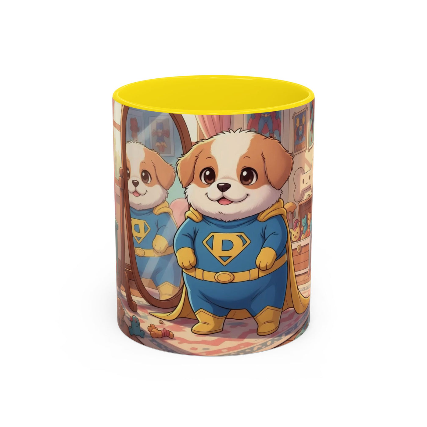 Super Pup Coffee Mug - Cute Puppy in Superhero Costume Accent Mug 11oz