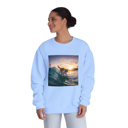 Surfing Cat Unisex NuBlend Crewneck Sweatshirt style 2