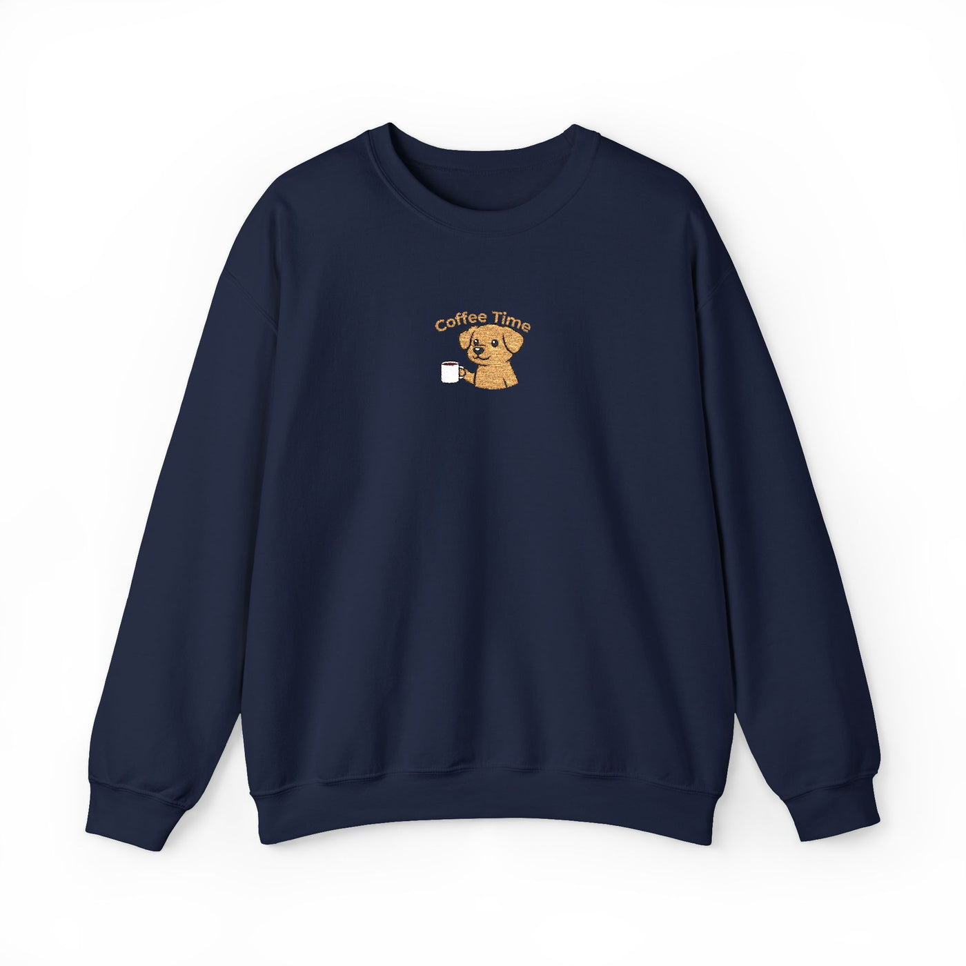 Coffee Time Dog Embroidered style 1 Unisex Crewneck Sweatshirt