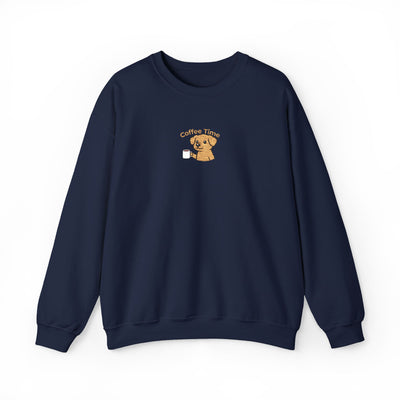 Coffee Time Dog Embroidered style 1 Unisex Crewneck Sweatshirt