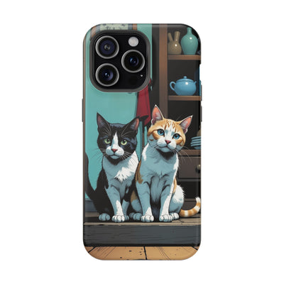 Cute Cats Magnetic Phone Case comic style 3, Cat Lover Gift, Impact-Resistant iPhone Case, Funny Pet Accessory, Unique Animal Design