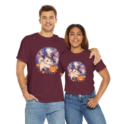 Halloween cute kitten anime style 1 Unisex Tee - Cute Cat T-Shirt for Pet Lovers, Cat Owners, Sports Enthusiasts, Gifts for Animal Lovers, Casual Everyday Wear