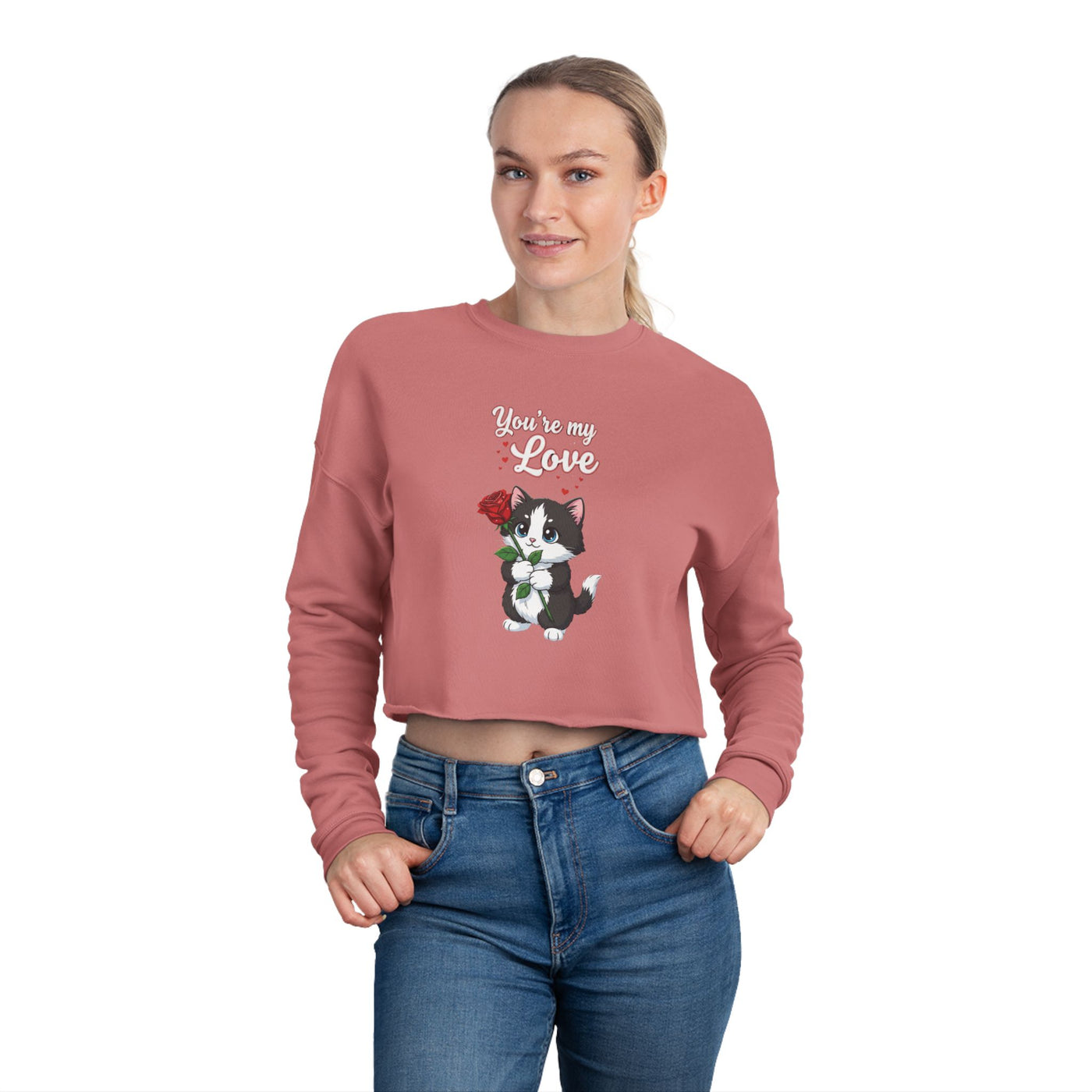 Cropped Cat Lover Sweatshirt - You're My Love style 1