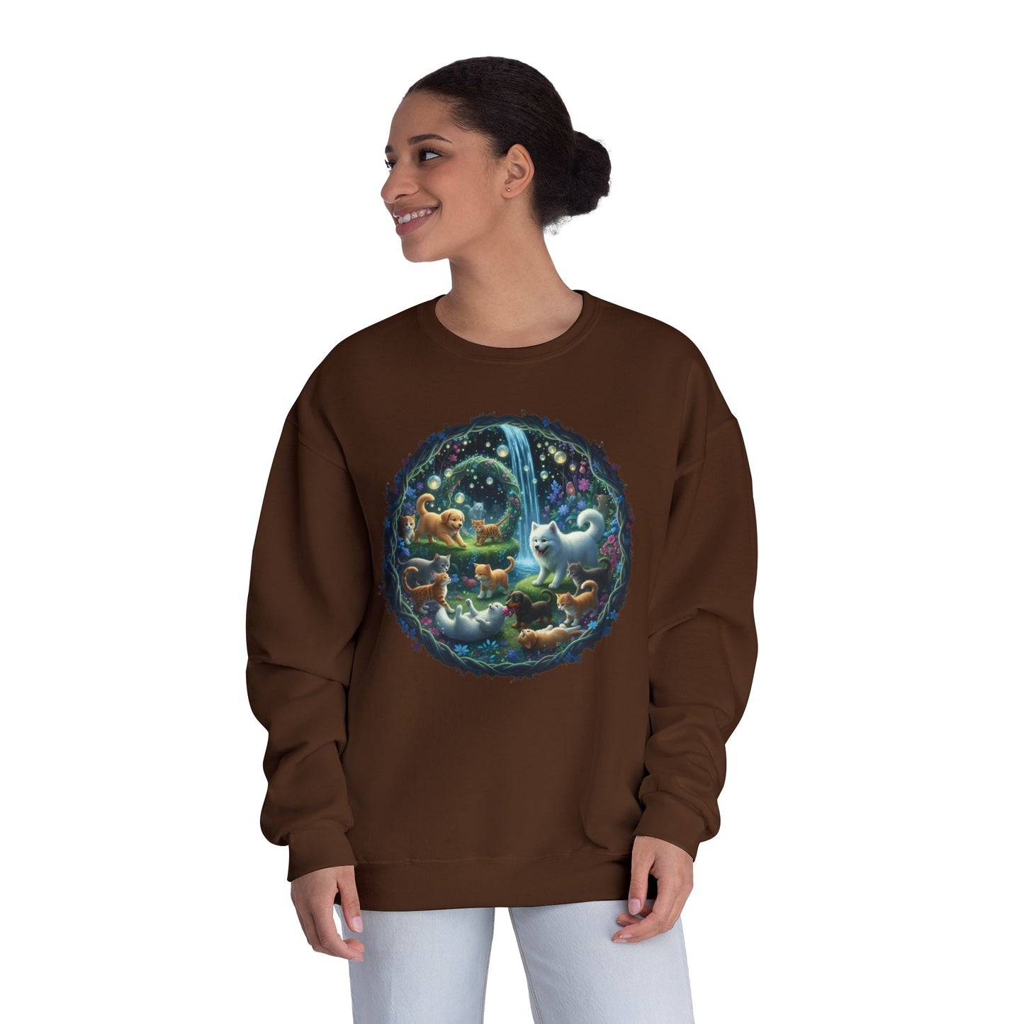 Cats & Dogs Happy Garden Unisex NuBlend Crewneck Sweatshirt style2