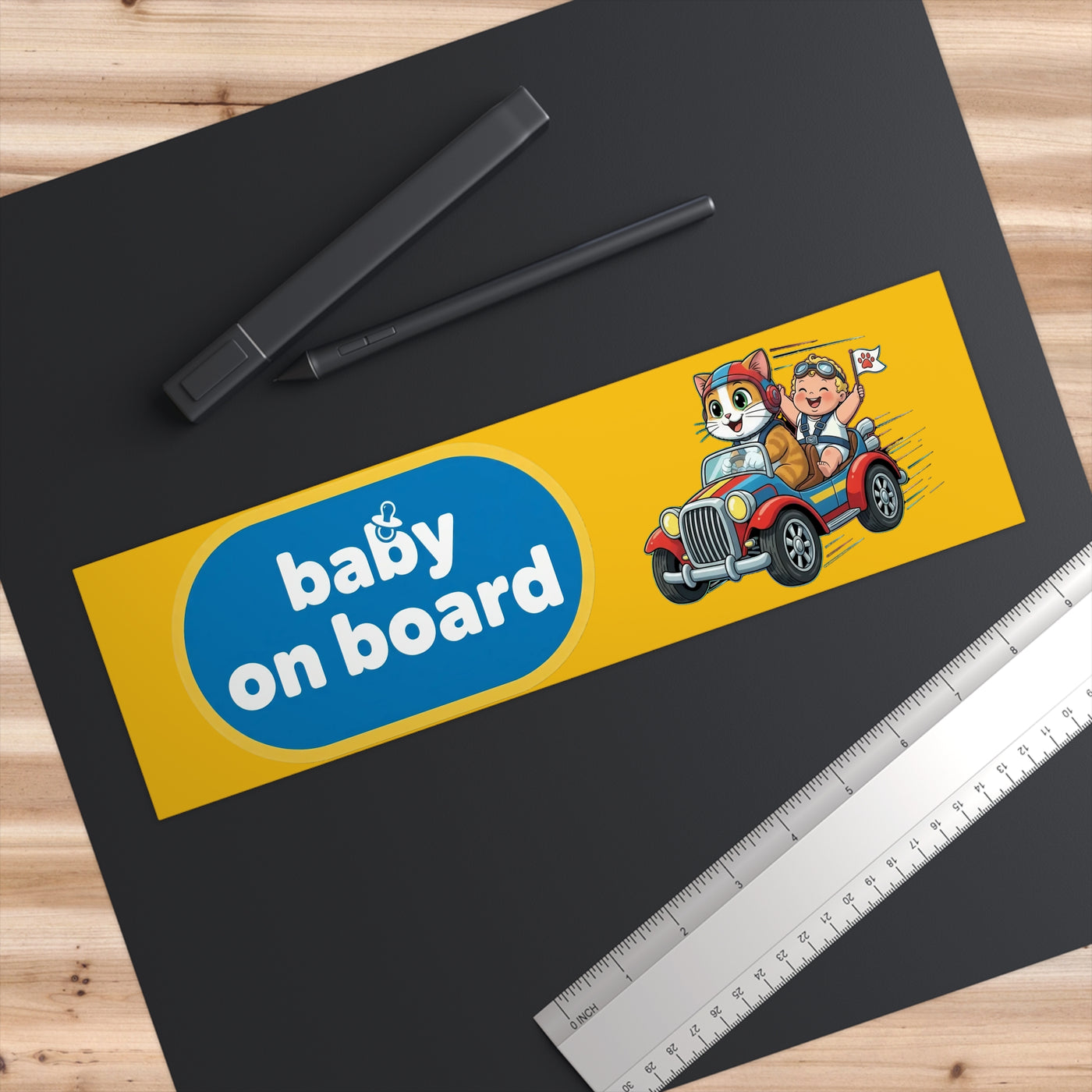 Baby on Board - Cat Driving Baby | Bumper Stickers