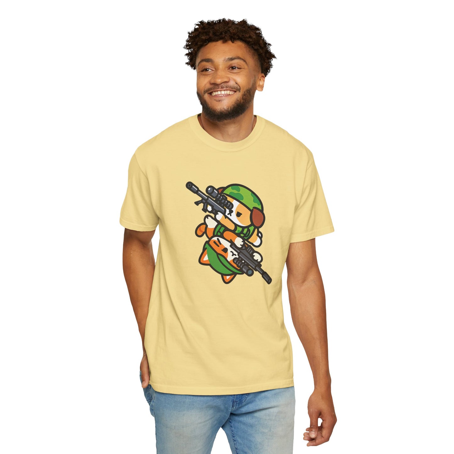 Cute Soldier Sniper Dog & Cat Unisex Graphic T-Shirt