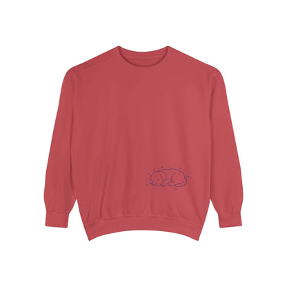 Sleeping dog shadow Cozy Graphic Unisex Crewneck Sweatshirt - Blue