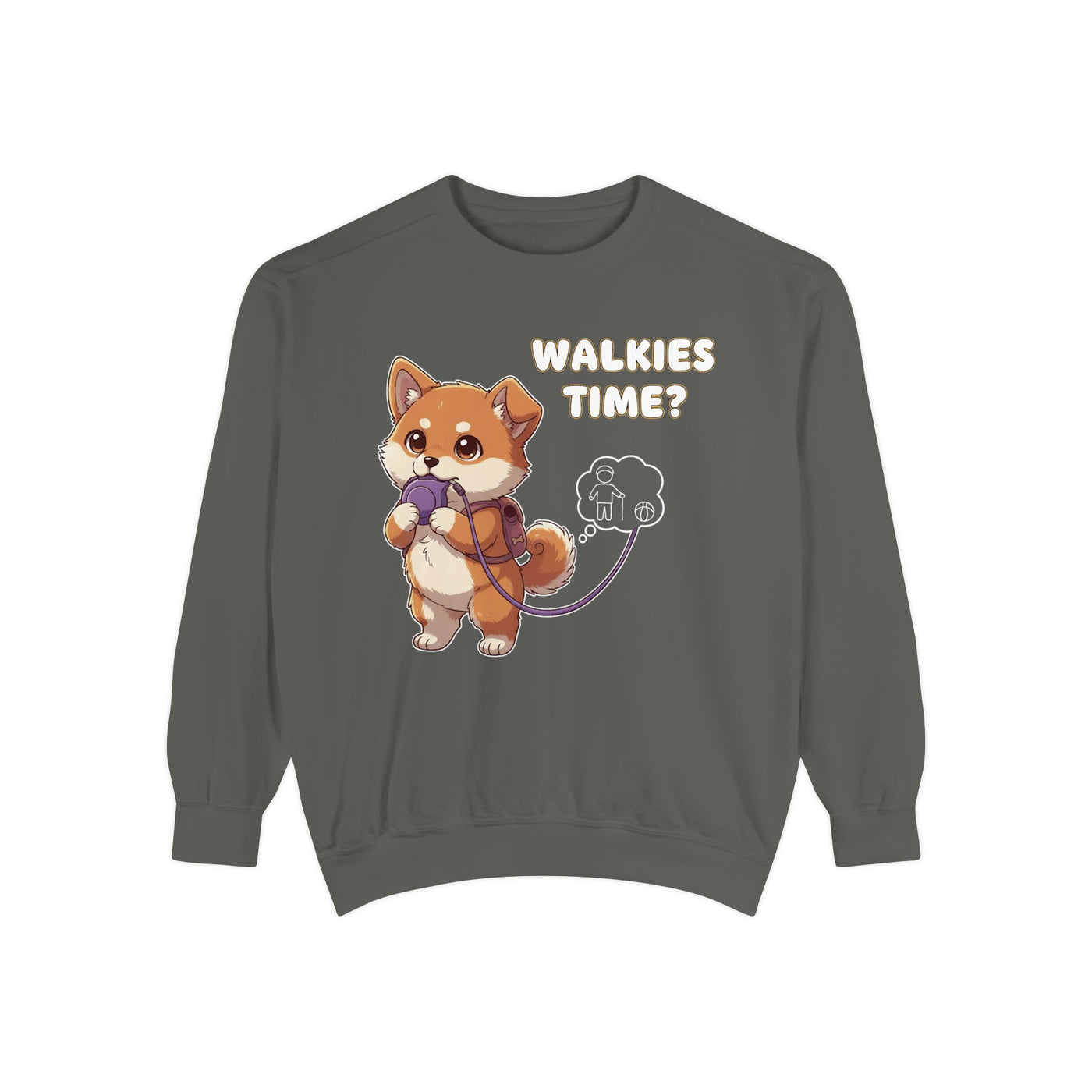 Cute Dog Walk Time style 3 Cozy Graphic Unisex Crewneck Sweatshirt