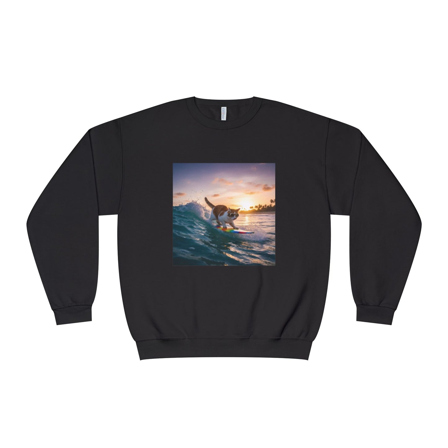 Surfing Cat Unisex NuBlend Crewneck Sweatshirt style 2