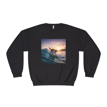 Surfing Cat Unisex NuBlend Crewneck Sweatshirt style 2