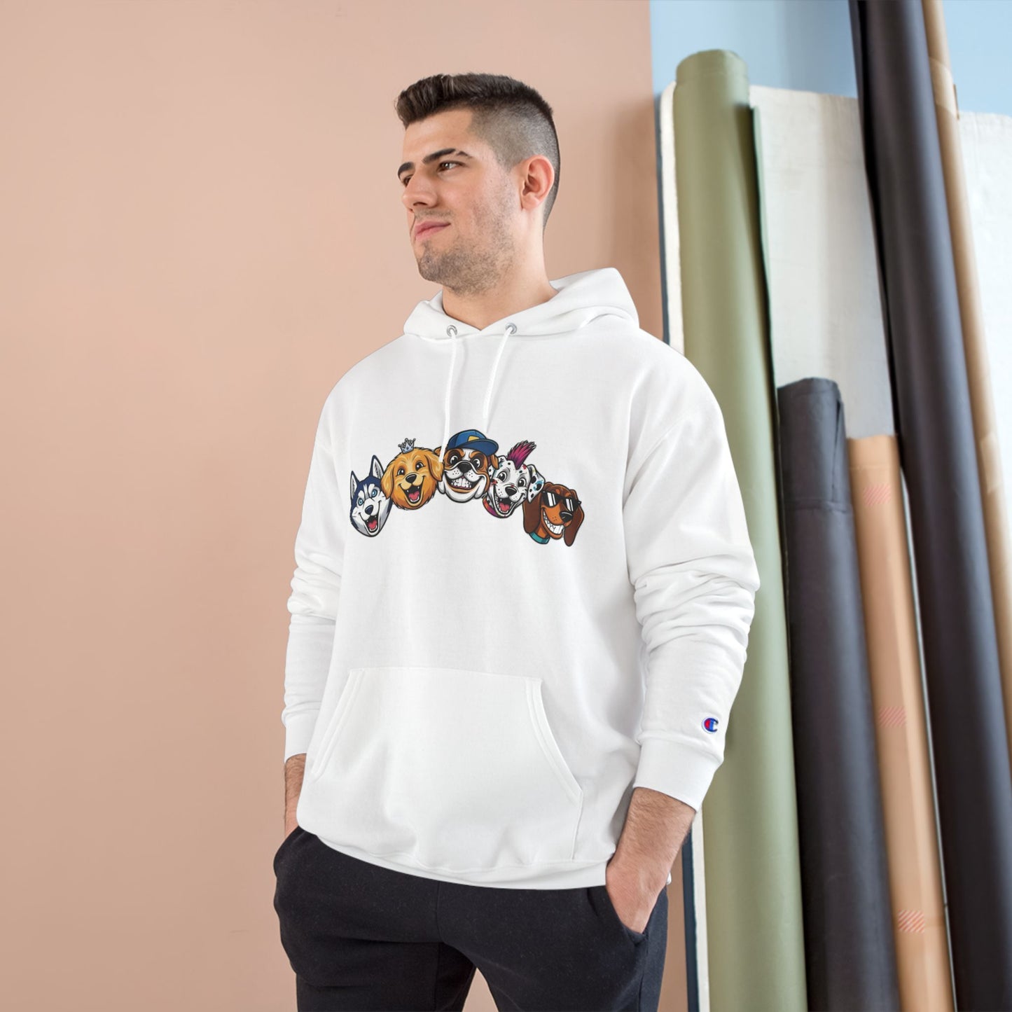 Playful Dog Faces Cozy Unisex Champion Pullover Hoodie
