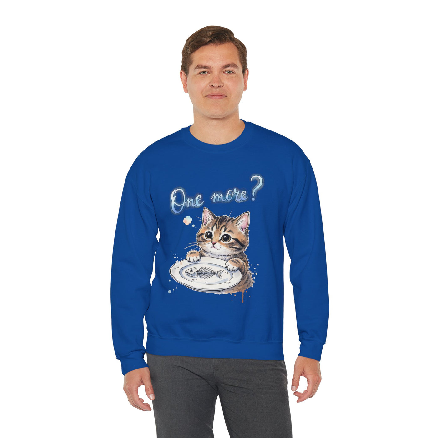 Watercolor painting style 3 Men & Women Cute Cat Pile Crewneck Sweatshirt