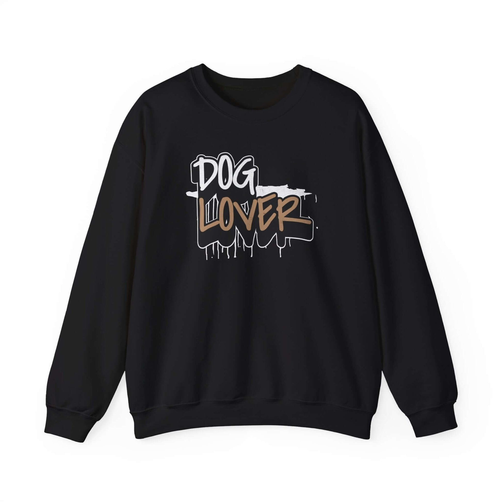 Dog Lover Stylish Unisex Crewneck Sweatshirt in black with a graphic design featuring the words 'Dog Lover'.