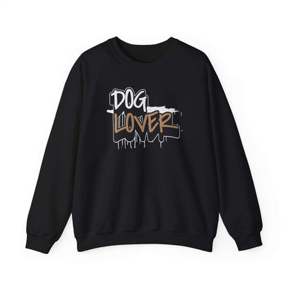 Dog Lover Stylish Unisex Crewneck Sweatshirt in black with a graphic design featuring the words 'Dog Lover'.