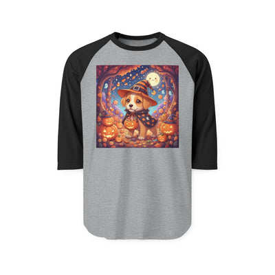 Halloween cute puppy anime style 1 Raglan Shirt, Cute Pet Shirt, Fall Apparel, Unisex Halloween Outfit, Gift for Dog Lovers, Spooky Season Tee