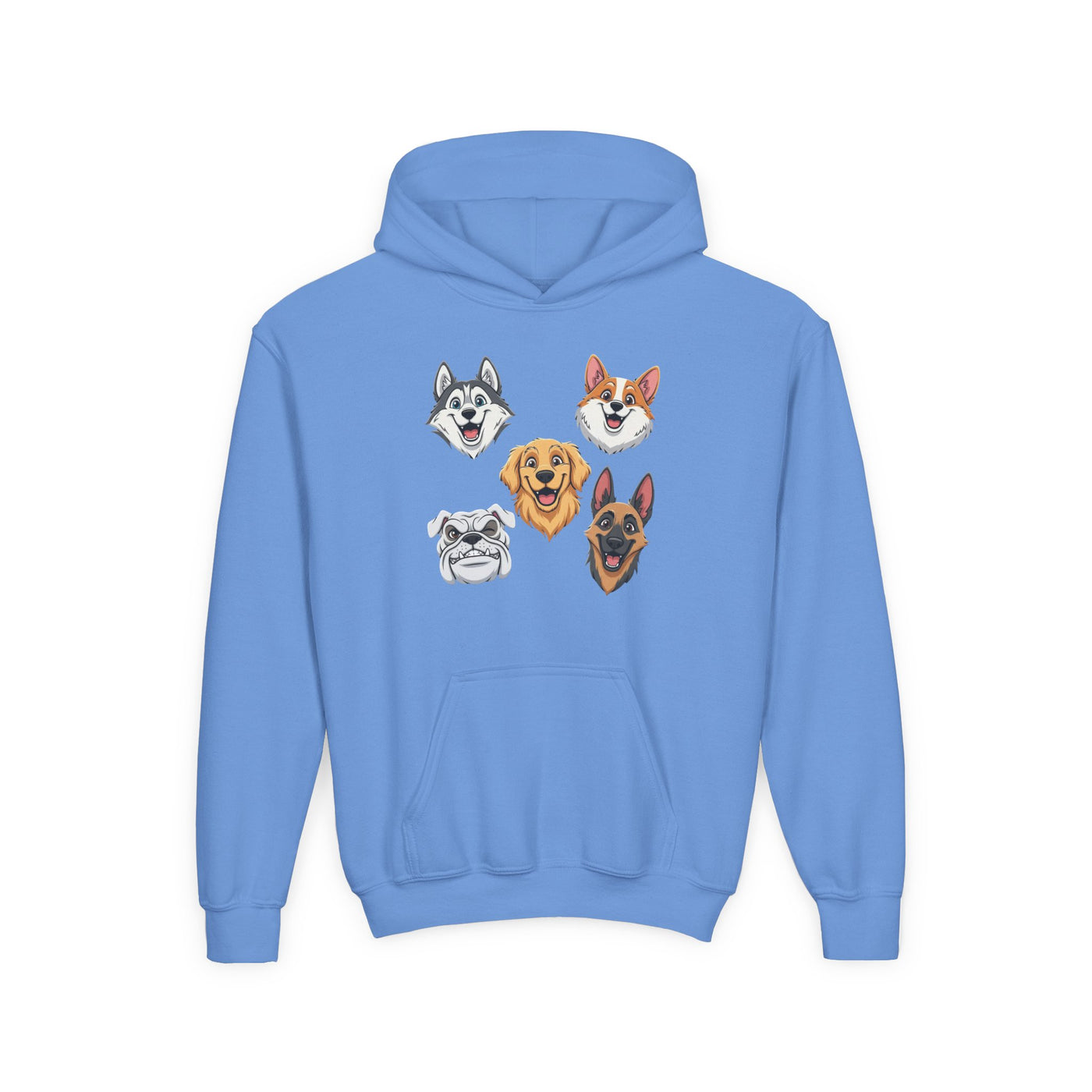 Cute Dog Heads Unisex Youth Hoodie, Fun Pet Lover Sweater, Kids Gift, Animal Lover Apparel, Perfect for Birthdays & Holidays
