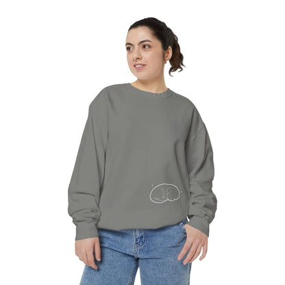 Sleeping dog shadow Cozy Graphic Unisex Crewneck Sweatshirt - White